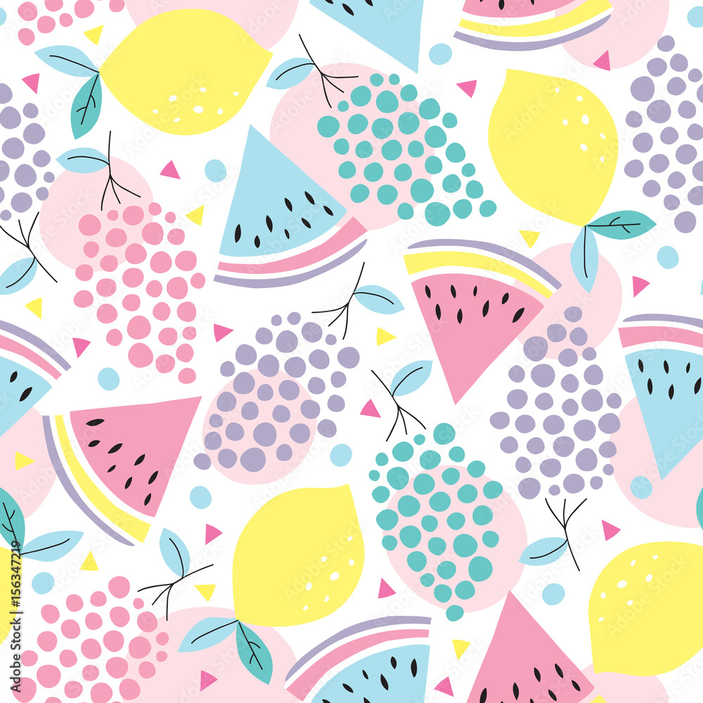 seamless summer fruits pattern vector illustration