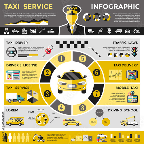 Colored Taxi Service Infographic Concept