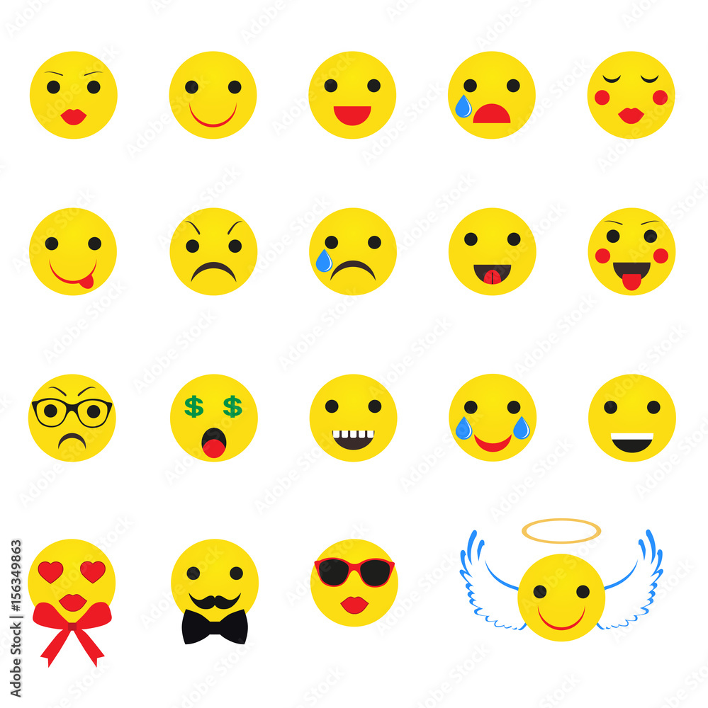 Fototapeta premium Yellow smileys on a white background