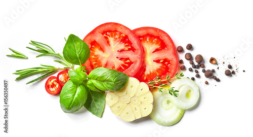 composition of fresh vegetables and spices