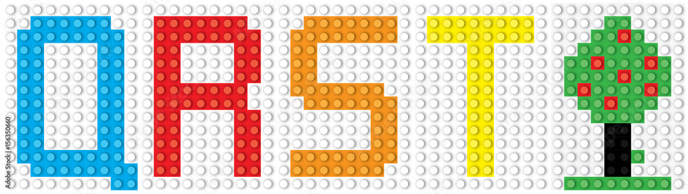 Blocks: alphabet set, letters : Q R S T and the tree/ vector illustration
