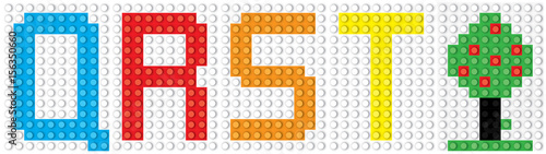 Obraz na płótnie Blocks: alphabet set, letters : Q R S T and the tree/ vector illustration w salonie