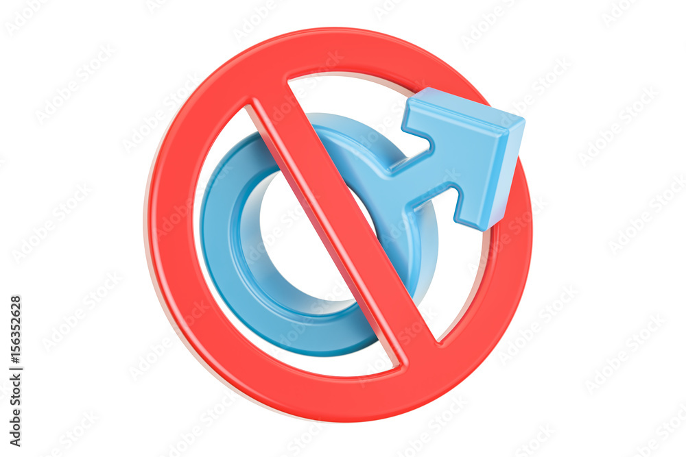 Female gender symbol with forbidden, prohibition sign. 3D rendering Female gender symbol with forbidden, prohibition sign. 3D rendering
