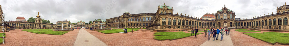 DRESDEN, GERMANY - JULY 2016: Panoramic view of Zwinger Palace. Dresden attracts 5 million people annually