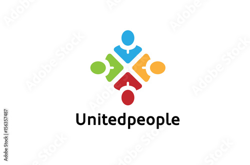 Creative Colorful Crowd Logo Design Illustration