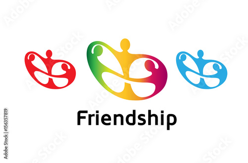 Creative Colorful Crowd Logo Design Illustration