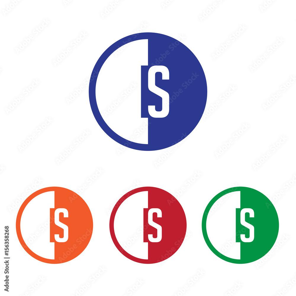 ID initial circle half logo blue,red,orange and green color ID initial circle half logo blue,red,orange and green color