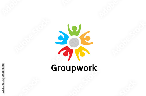 Creative Colorful Crowd Logo Design Illustration