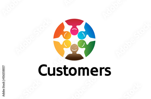 Creative Colorful Crowd Logo Design Illustration