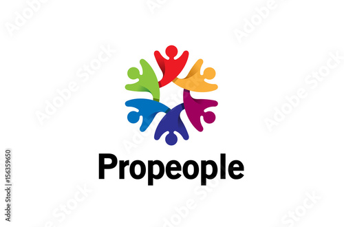 Creative Colorful Abstract People Logo Design Illustration