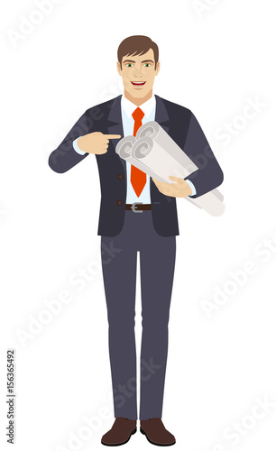 Bild auf Leinwand Businessman pointing at a project plans