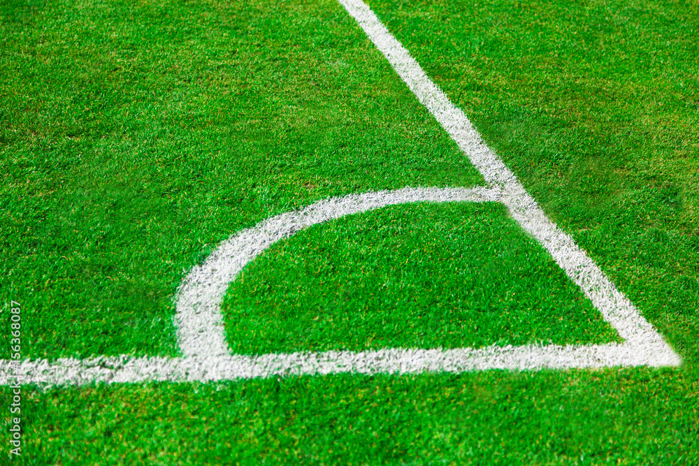 Obraz premium The Corner of the artificial grass soccer field