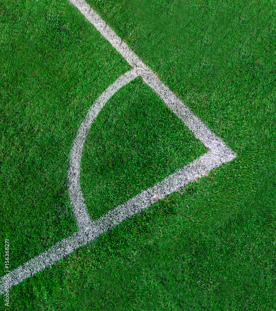 Naklejka premium Corner of the artificial grass soccer field
