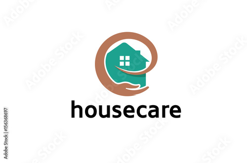 Creative Household Hand Caring Logo Design Illustration