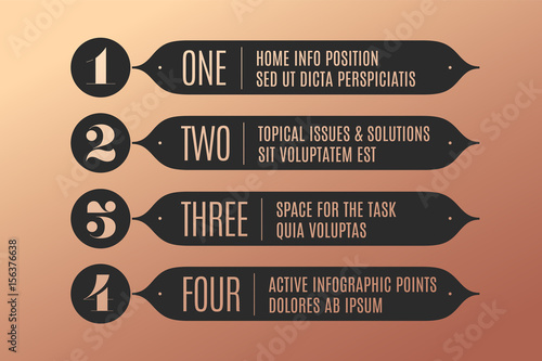 Set of infographic design, vintage arrows, banners, numbers and text for industrial design, navigation sign in market place, bank, hotel. Business concept elements in retro style. Vector Illustration