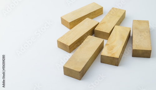 Rectangle wooden blocks on white background