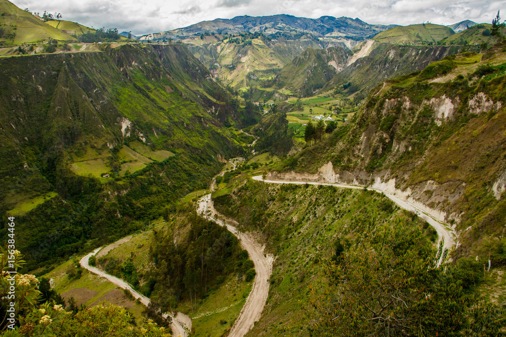 Dry canyons around Quilotoa volcano in Ecuador