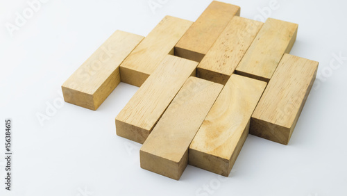 Rectangle wooden blocks on white background