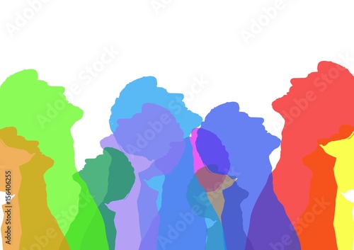 Intense color silhouettes of a man looking up . White background © vectorfusionart