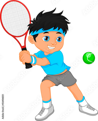 boy tennis player cartoon © lawangdesign