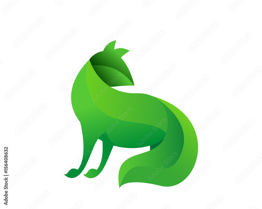 Fototapeta premium Modern Green Fox Nature Logo