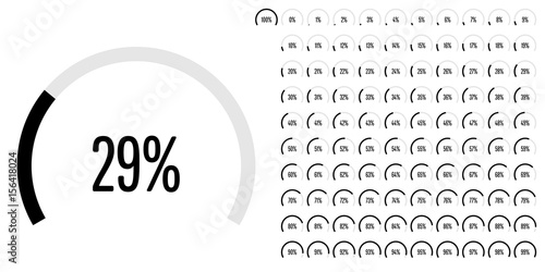 Set of circular sector percentage diagrams from 0 to 100 ready-to-use for web design, user interface (UI) or infographic - indicator with black
