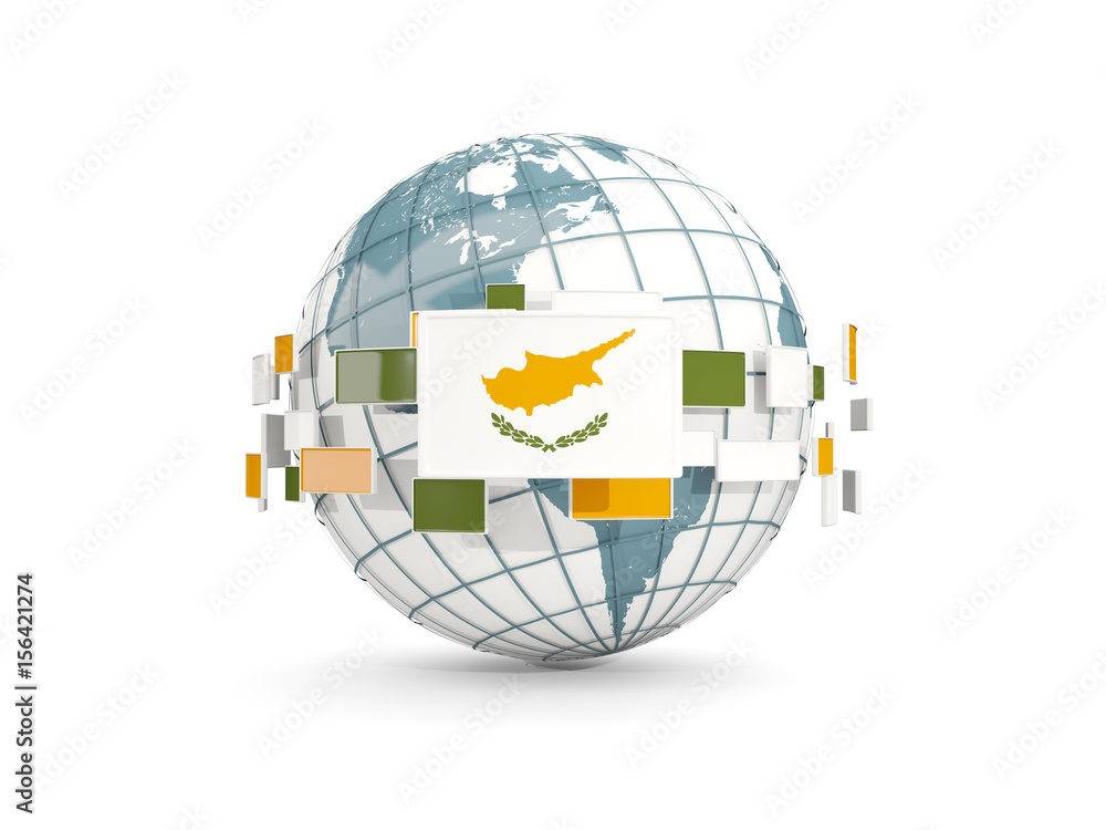 Fototapeta premium Globe with flag of cyprus isolated on white