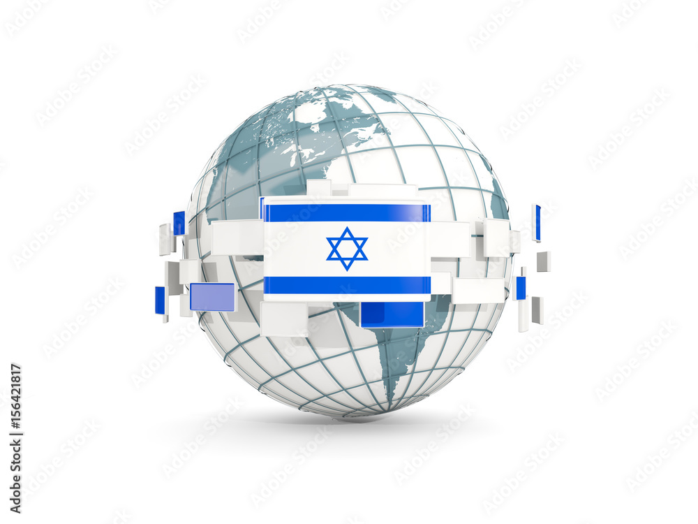 Globe with flag of israel isolated on white Globe with flag of israel isolated on white