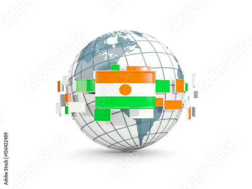 Globe with flag of niger isolated on white