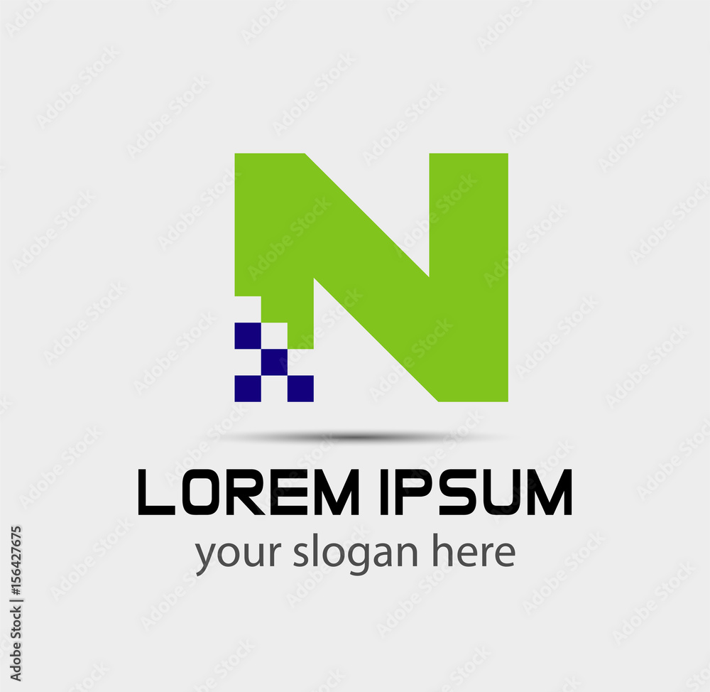 Vector illustration of abstract icons based on the letter N logo
