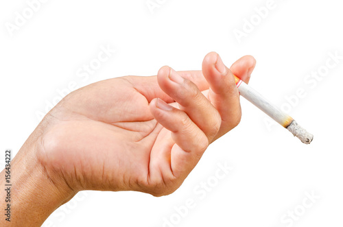 Isolated man hand holding cigarette.