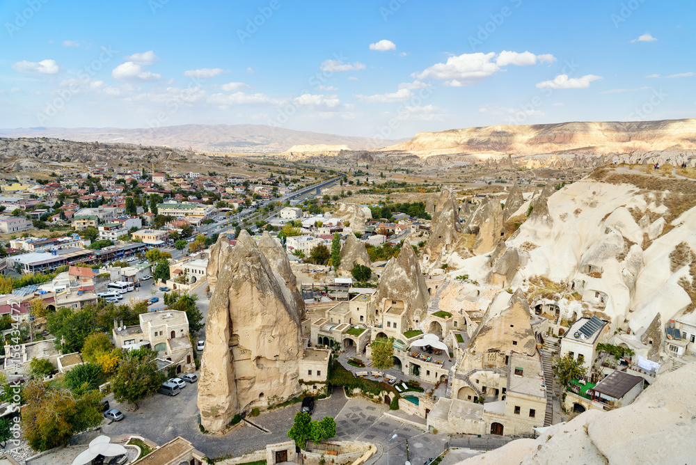 Top view of Goreme town. Cappadocia. Turkey