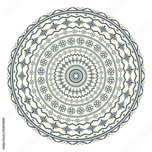 Vector decorative round element with traditional Romanian motif