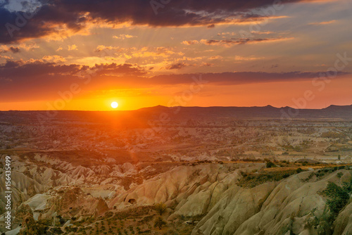 Sunset over Red valley in Cappadocia. Turkey © Elena Odareeva
