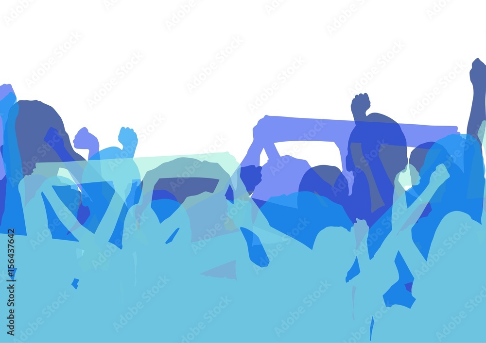 Fototapeta premium fans silhouettes ( range of blues) overlap.