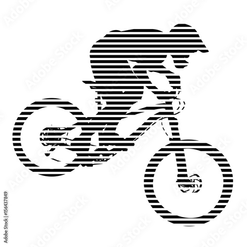 Striped biker silhouette on white background