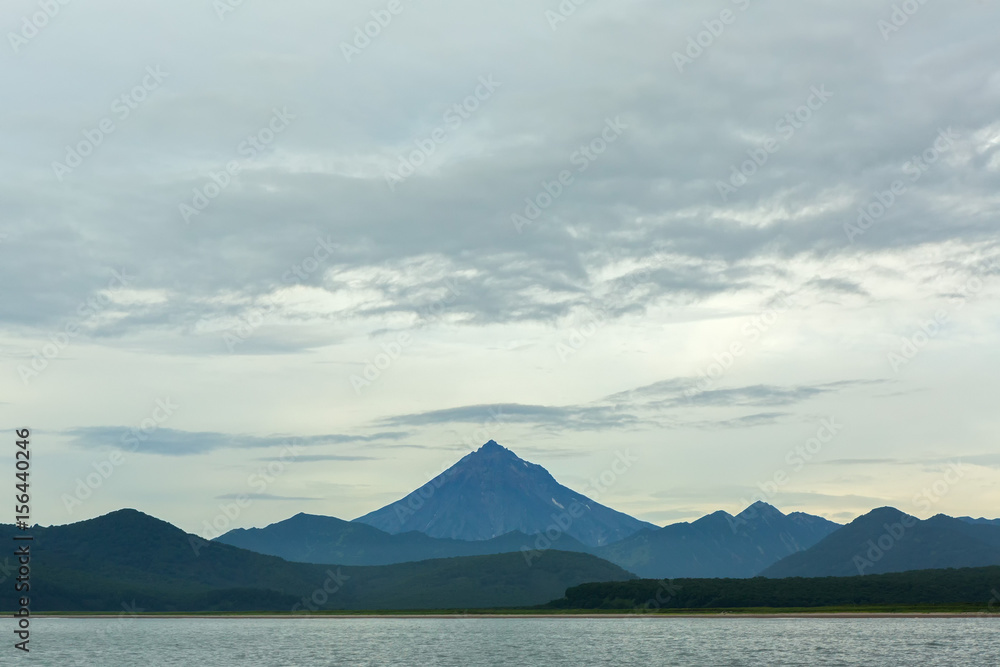 Avacha Bay and Vilyuchinsky stratovolcano.