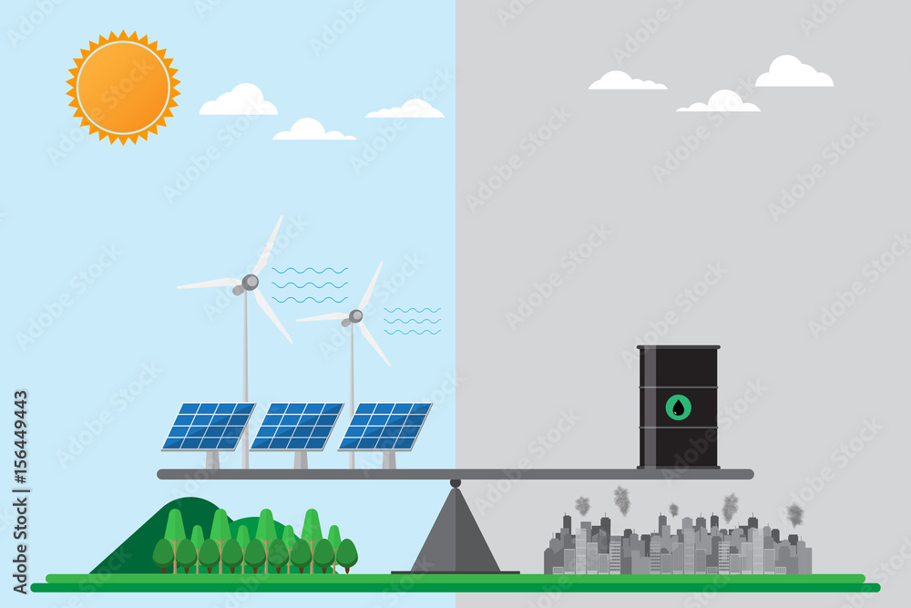 Obraz premium Alternative Energy Efficiency compare with oil power