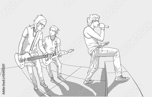 Illustration of band performing on stage