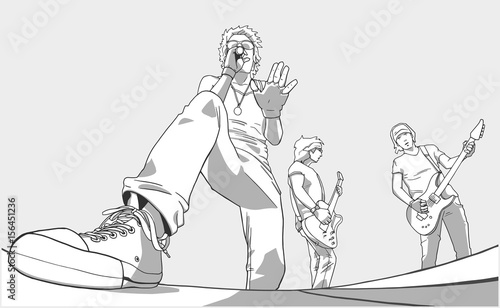 Illustration of band performing on stage