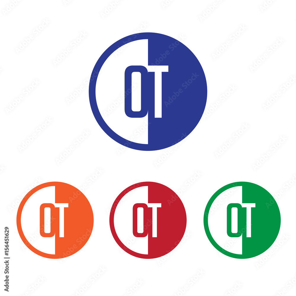 OT initial circle half logo blue,red,orange and green color OT initial circle half logo blue,red,orange and green color