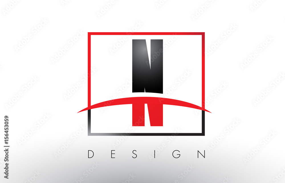 Obraz premium N Logo Letters with Red and Black Colors and Swoosh.