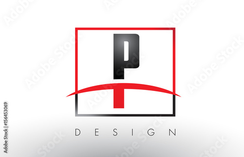 P Logo Letters with Red and Black Colors and Swoosh.