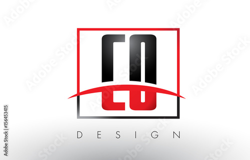 CO C O Logo Letters with Red and Black Colors and Swoosh.