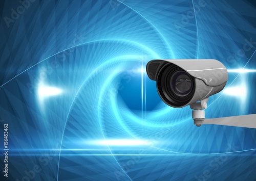 CCTV camera against digital composite image