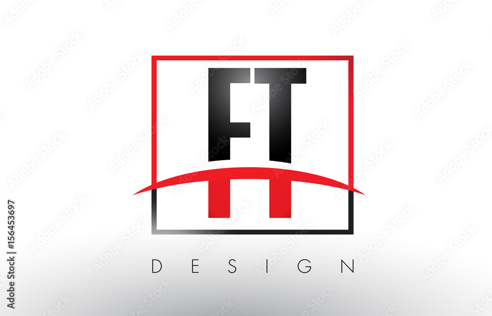 FT F T Logo Letters with Red and Black Colors and Swoosh. FT F T Logo Letters with Red and Black Colors and Swoosh.