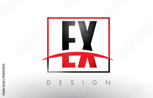 EX E X Logo Letters with Red and Black Colors and Swoosh.