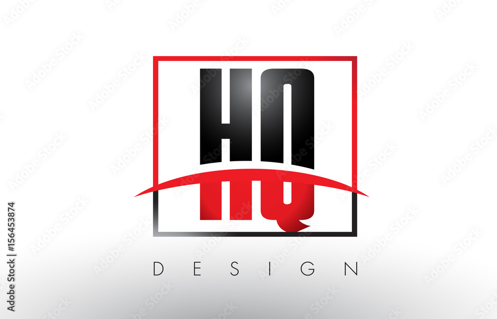 Obraz premium Litery z logo HQ HQ w kolorach czerwonym i czarnym oraz logo Swoosh.