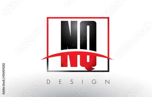 NQ N Q Logo Letters with Red and Black Colors and Swoosh. Stock