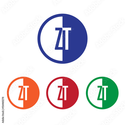 ZT initial circle half logo blue,red,orange and green color